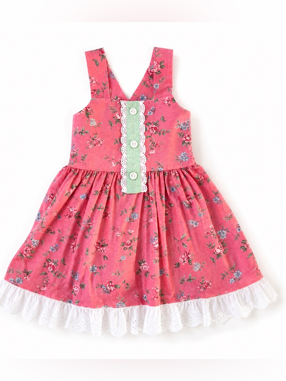 Ricrac & Ruffles Girls Boutique Dress 3T Pink Floral Prairie Ruffle Twirl
